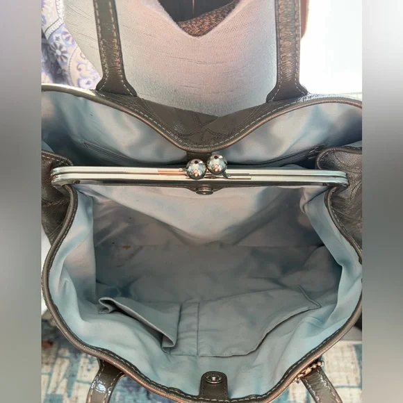 Olive Green Coach Signature Stitch Kisslock Shoulder Bag F15658 - Picture 7 of 11